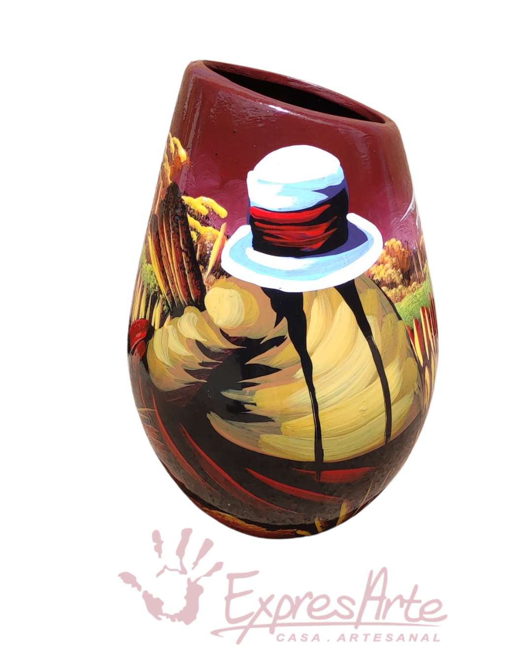 JARRON CORTADO PINTADO A MANO