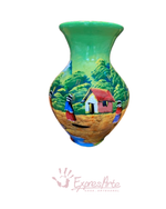JARRON DECORADO A MANO VERDE