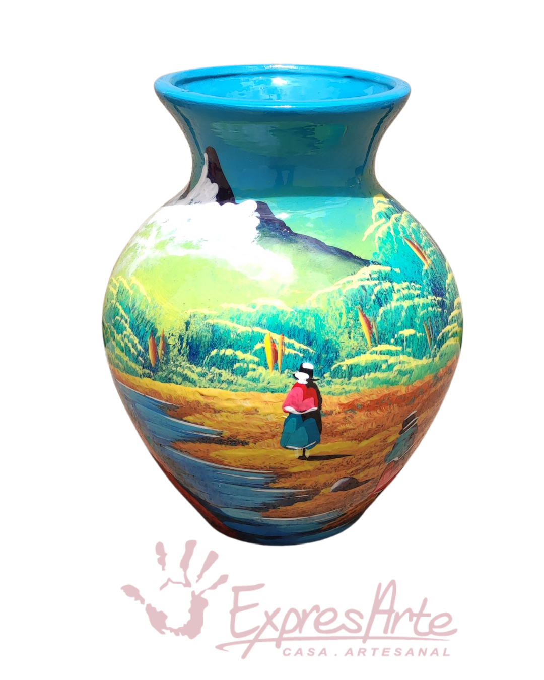 JARRON DECORADO A MANO VERDE