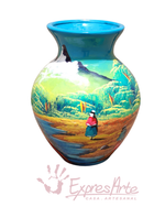 JARRON DECORADO A MANO VERDE