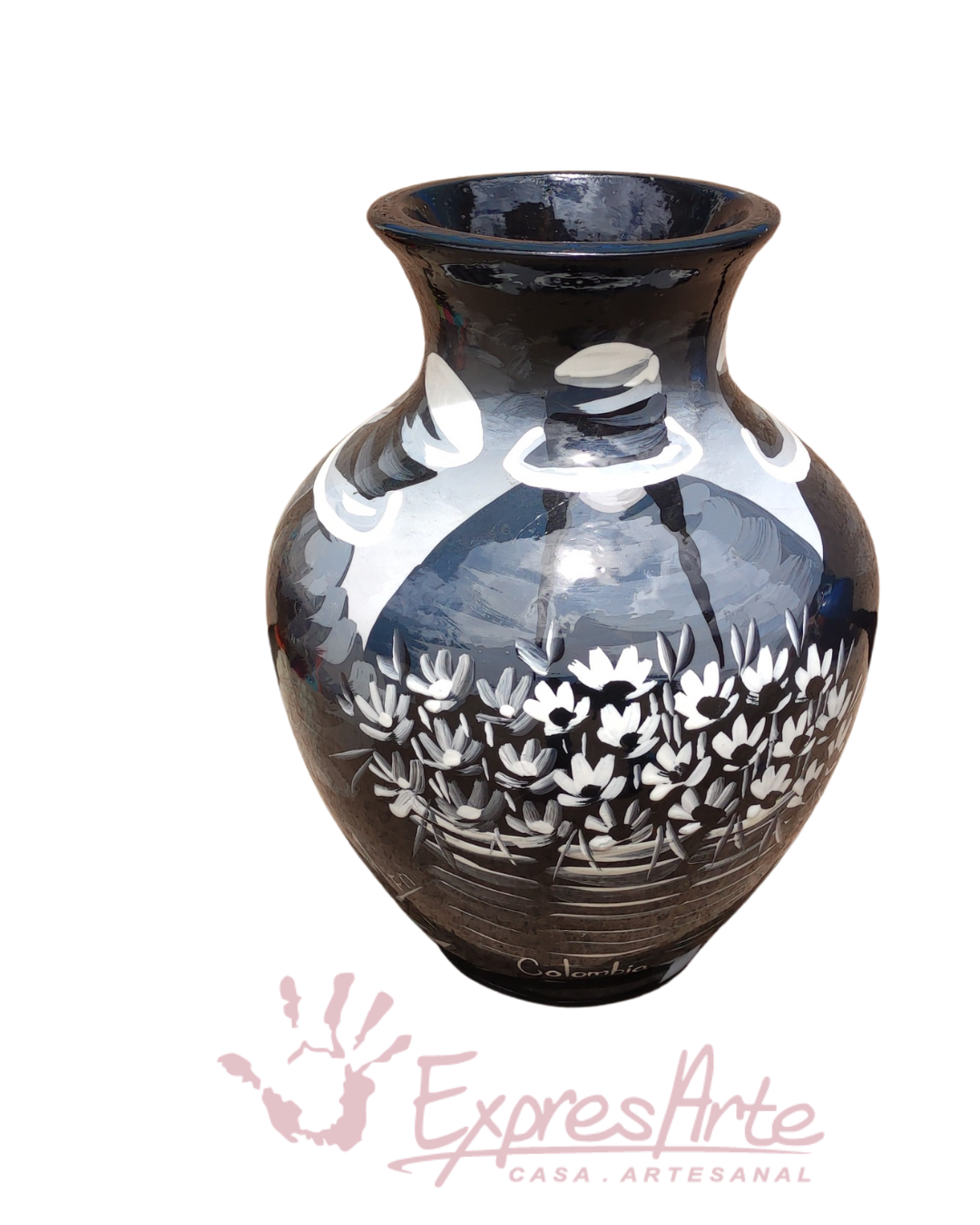 JARRON DECORADO A MANO VERDE