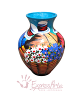 JARRON DECORADO A MANO VERDE