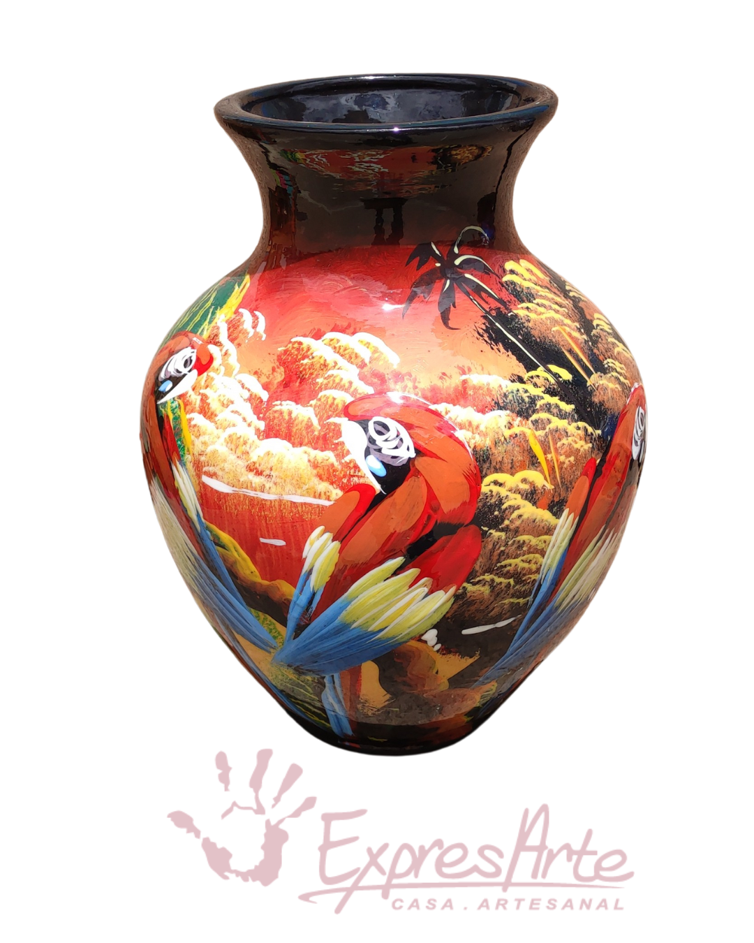 JARRON DECORADO A MANO VERDE