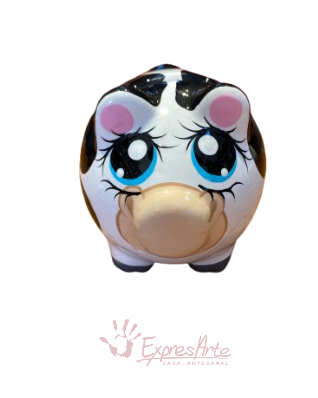 ALCANCIA MINI DECORADA A MANO - VACA 10 cm.