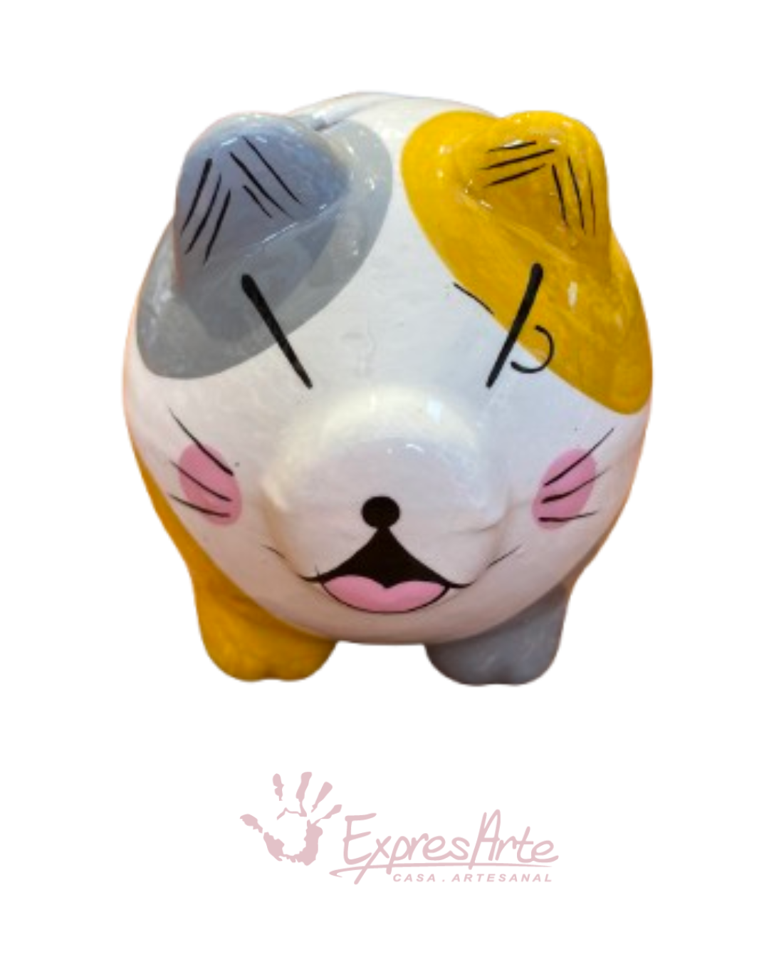 ALCANCIA MIN DECORADA DE GATO 10 cm.