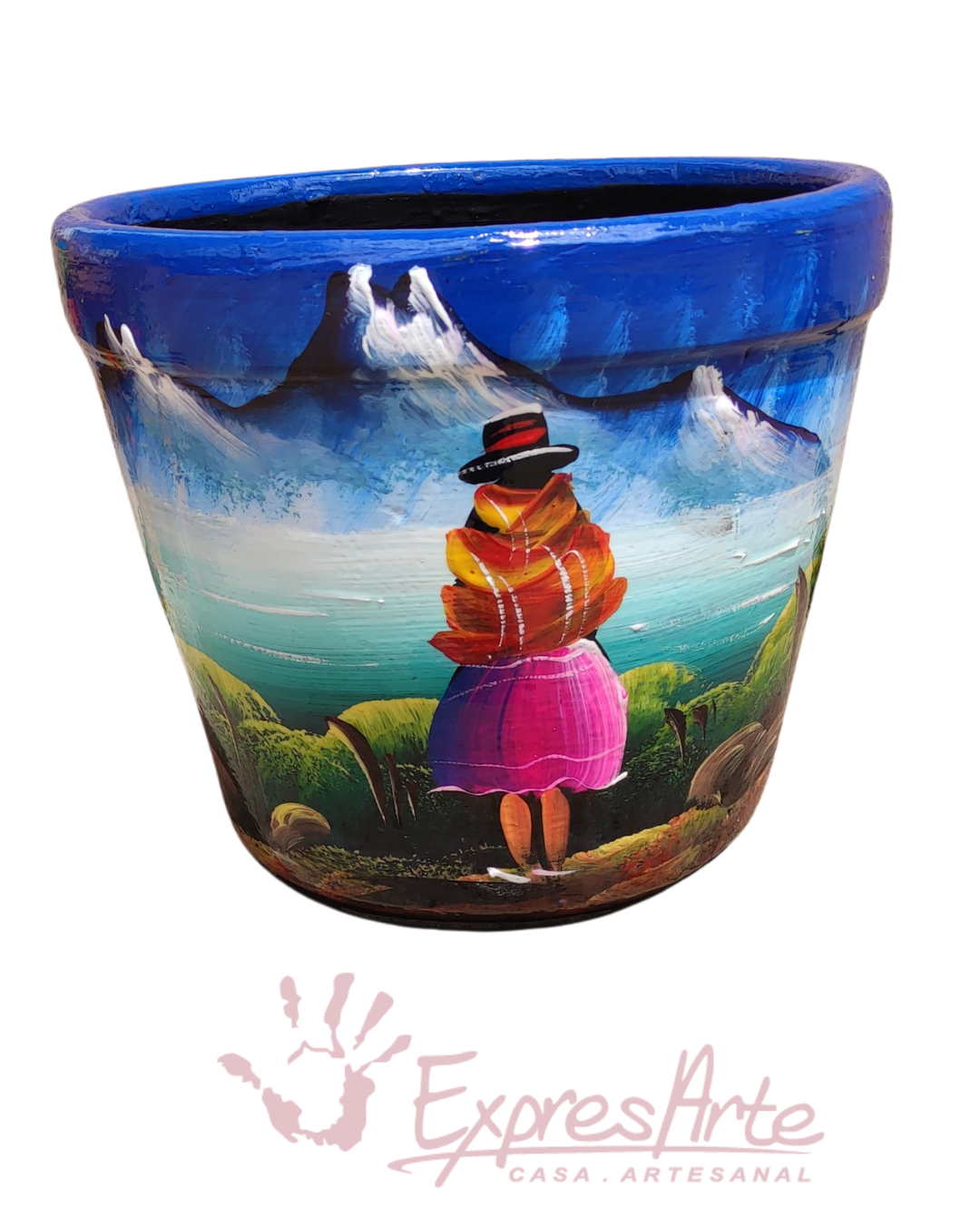 MATERA DECORADA A MANO REDONDA